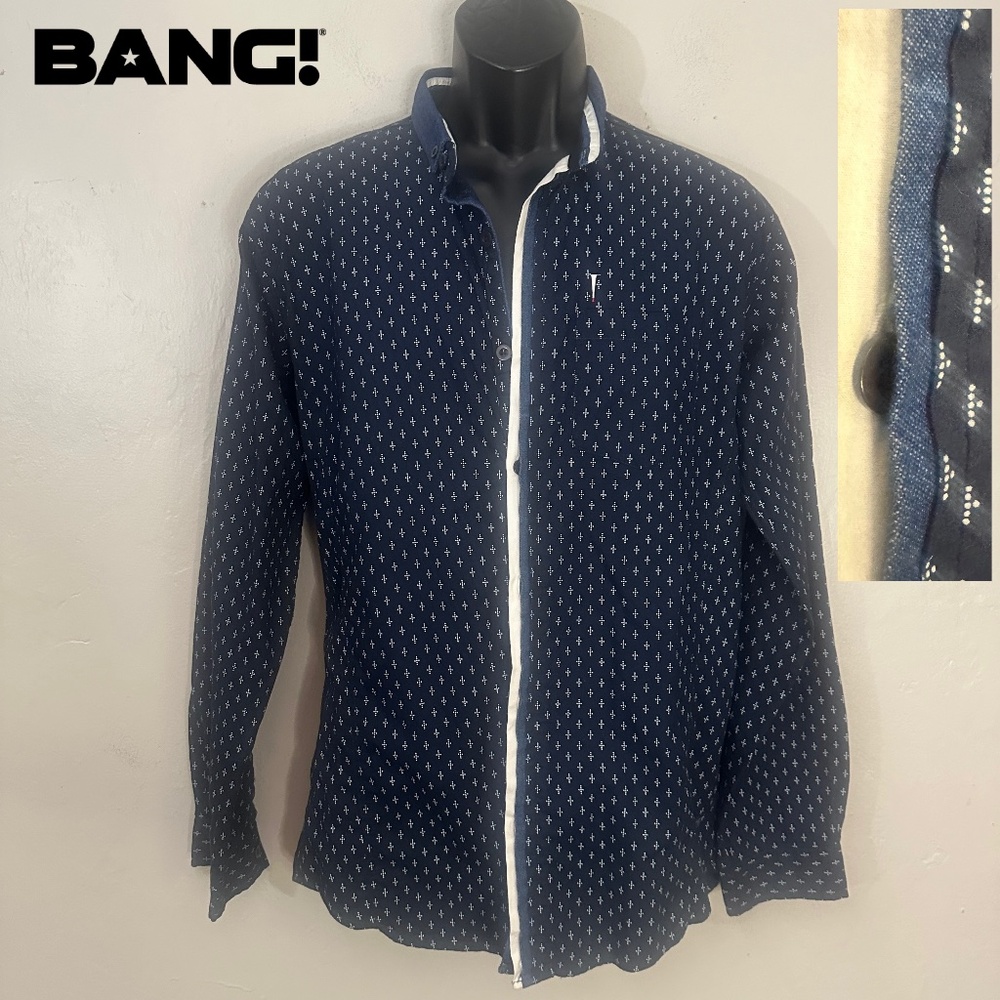 Bang Button Down Large Gently worn 100% cotton 20" armpit to armpit